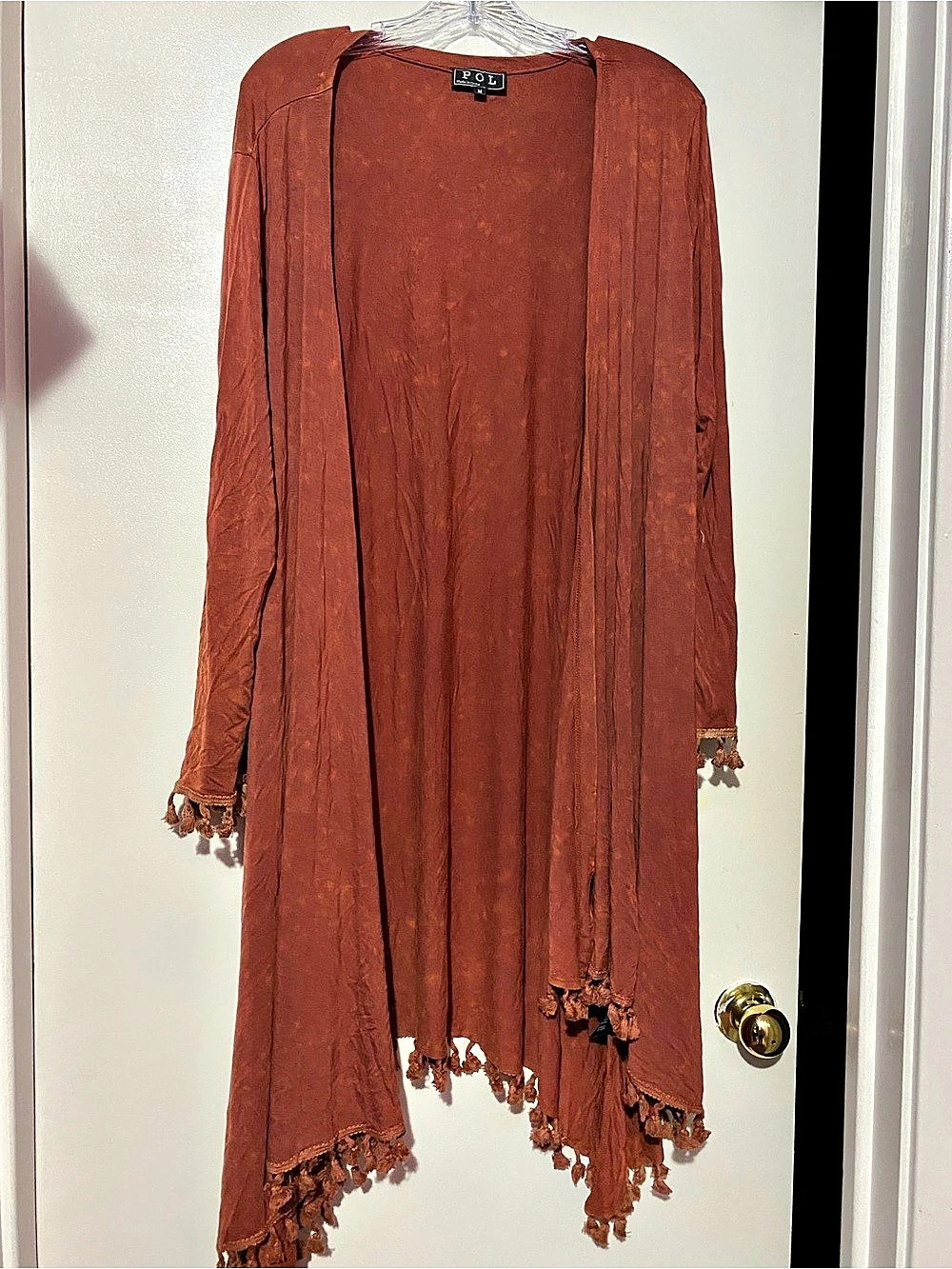 POL Fringe Kimono Red Brown Size Medium